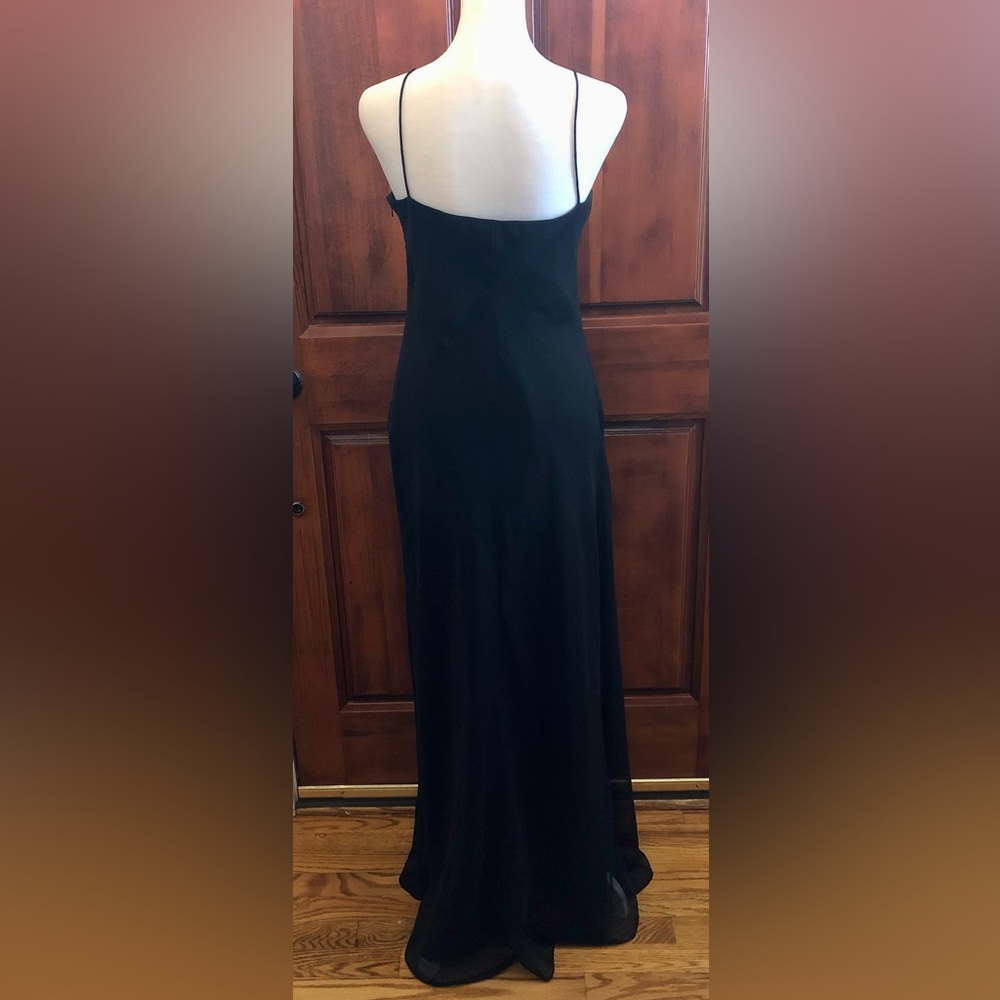 Timeless Black Spaghetti Strap Classic Long Cocktail Dress - Picture 5 of 8